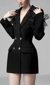 ANIA BLACK 3D EMBROIDERED SUIT DRESS-Fashionslee