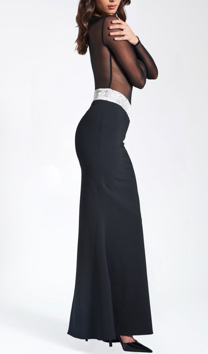 AILA BLACK MESH MAXI DRESS-Fashionslee
