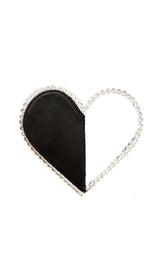 BLACK LOVE DIAMOND LEATHER CLUTCH-Fashionslee
