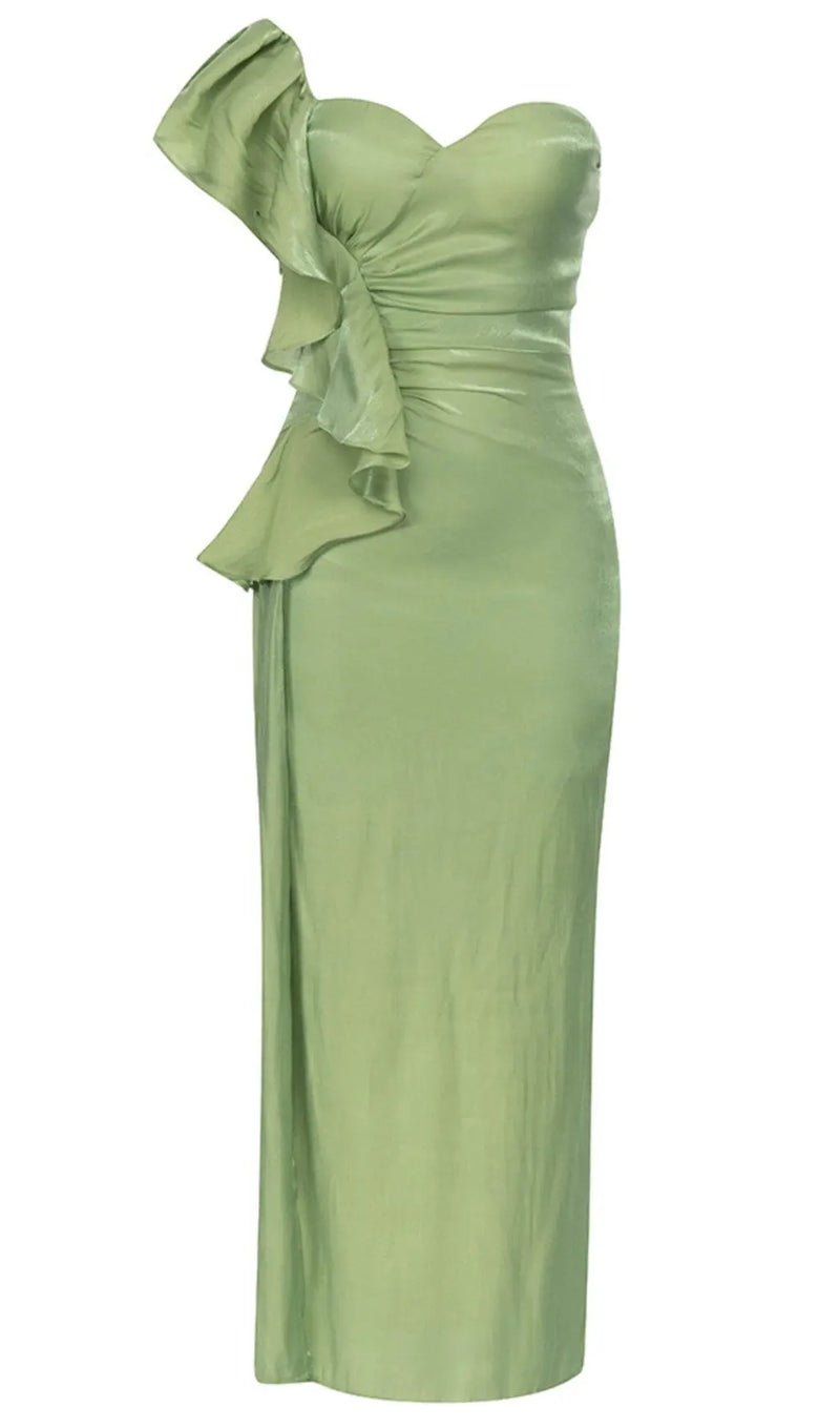 SATIN FOREST CORSET MAXI DRESS IN GREEN-Fashionslee