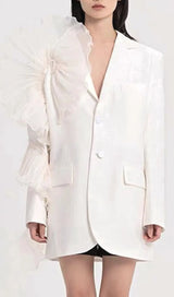 COLLARD BLAZER IN WHITE-Fashionslee