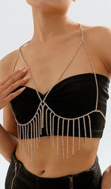 TASSEL AND DIAMOND CHEST CHAIN IN GOLD-Fashionslee