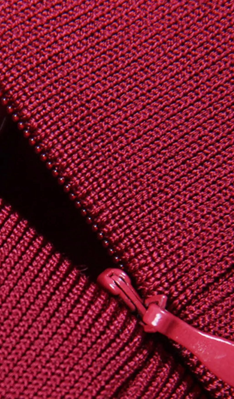 RED OFF SHOULDER MIDI COCKTAIL BANDAGE DRESS-Fashionslee