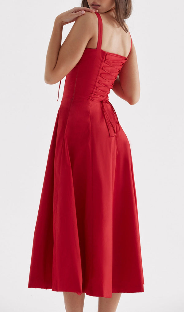 RED ROSE BUSTIER SUNDRESS-Fashionslee