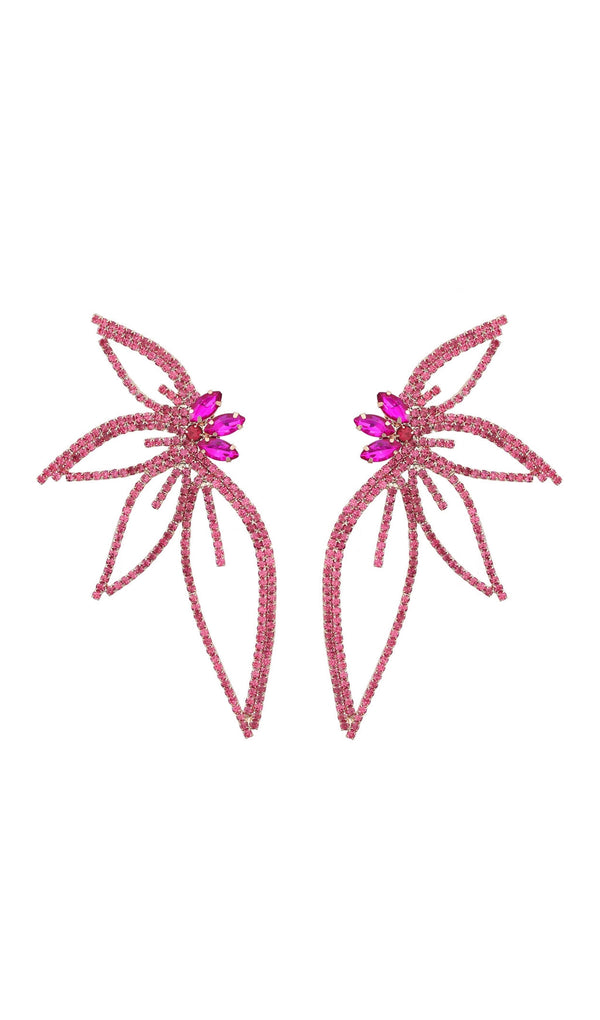 CRYSTAL FLOWER EARRINGS IN PINK-Fashionslee