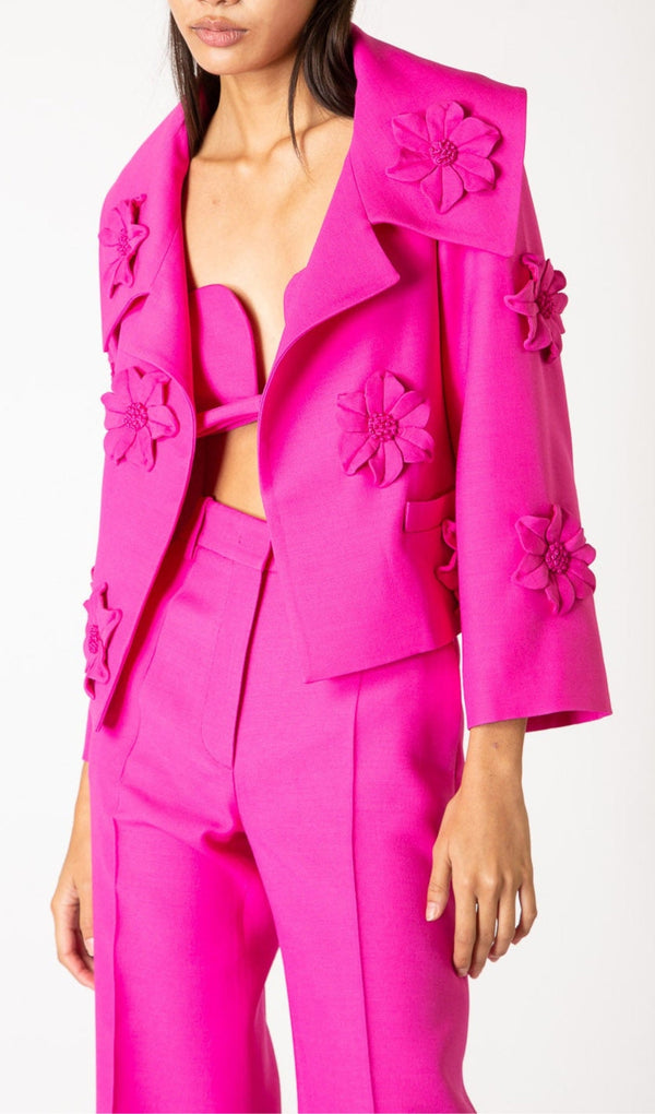 FLORAL TWO-PIECE JACKET DRESS IN PINK-Fashionslee
