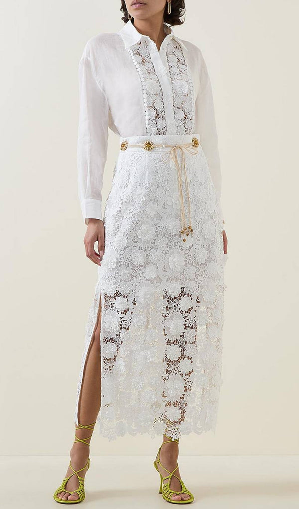 IVORY FLOWER LACE TWO PIECES SUIT-Fashionslee
