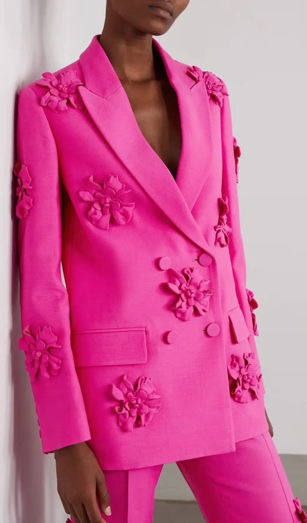 ACEDIA PINK THREE DIMENSIONAL FLORAL SUIT-Fashionslee