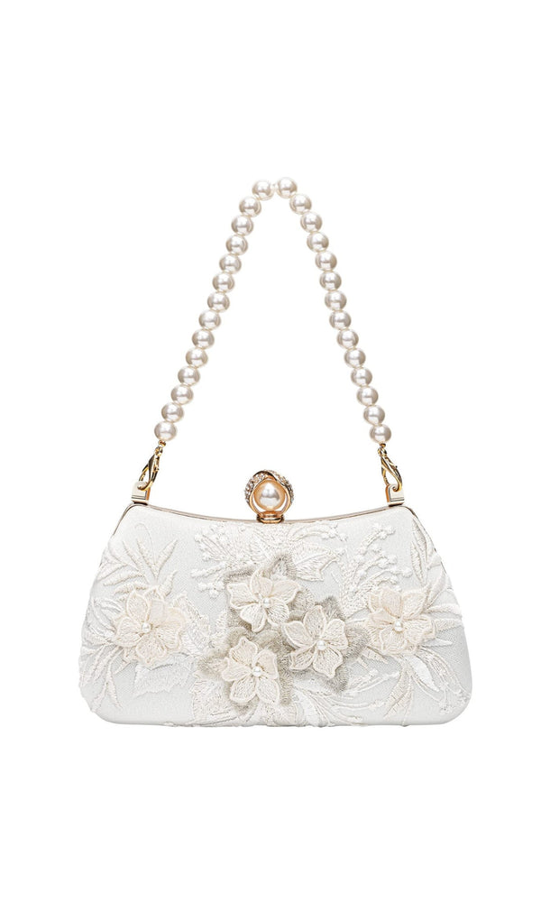 ANASTASIA FLORAL LACE PEARL CLUTCH-Fashionslee