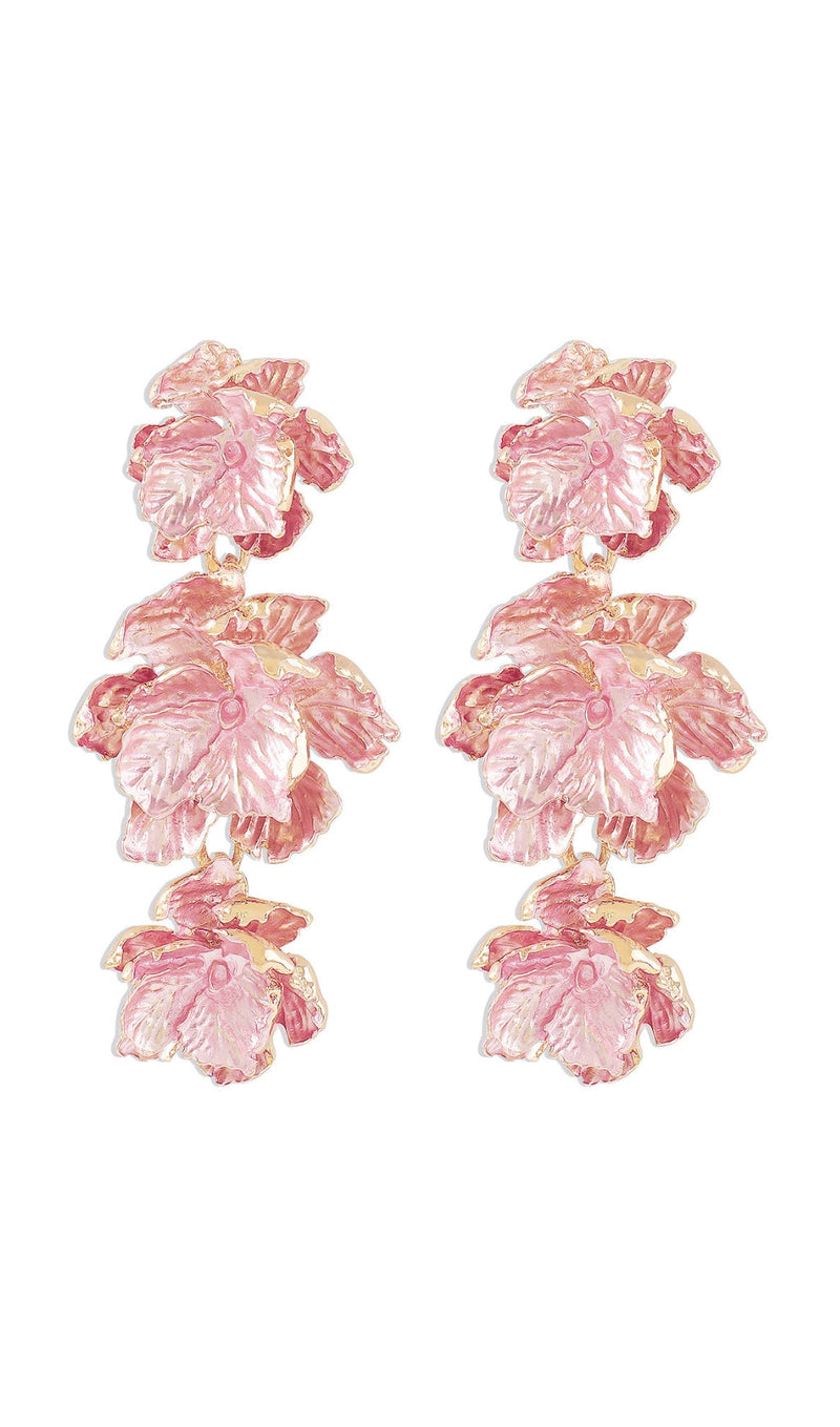 PINK 3D FLOWER EARRINGS-Fashionslee
