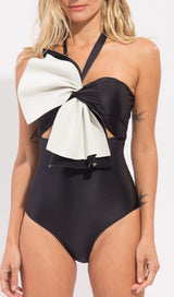 RUFFLE COLOR BLOCK ONE PIECE SWIMSUIT-Fashionslee