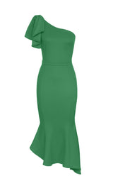 ONE SHOULDER FISHTAIL MAXI DRESS IN GREEN-Fashionslee