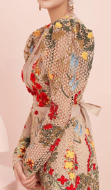 ARMINA FLOWER EMBROIDERY MINI DRESS-Fashionslee