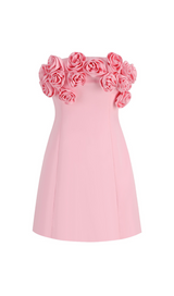 AZALEA PINK ROSE FLORAL MINI DRESS-Fashionslee