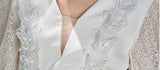 WHITE LACE V-NECK LONG-SLEEVED MINI DRESS-Fashionslee
