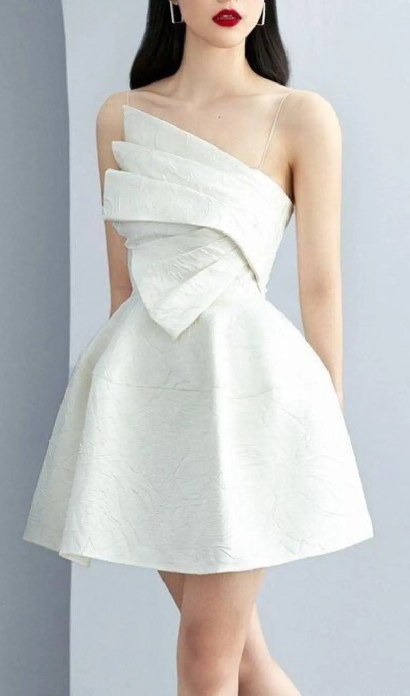 AINE WHITE STRAPY MINI DRESS-Fashionslee