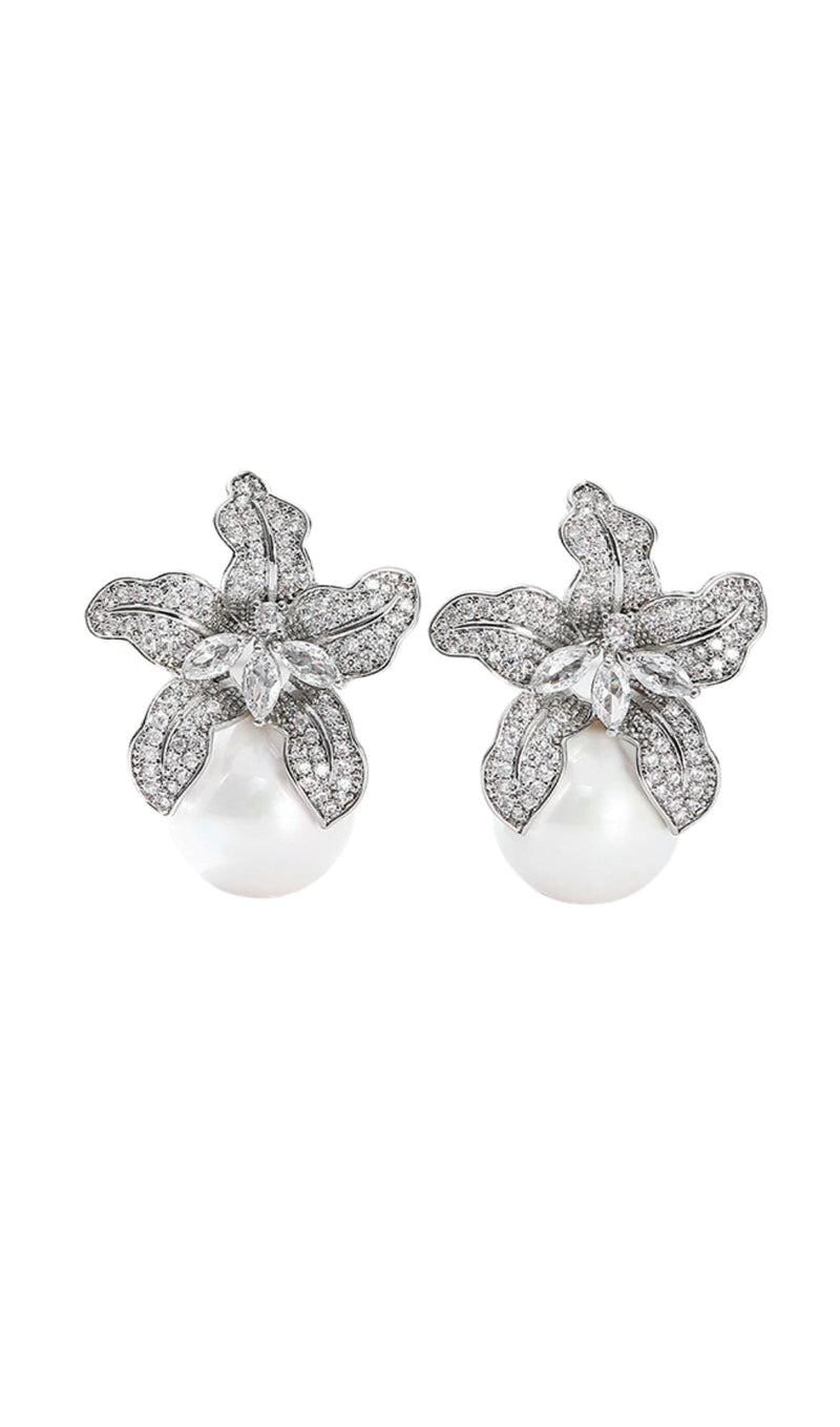 LILY SILVER PEARL EARRINGS-Fashionslee