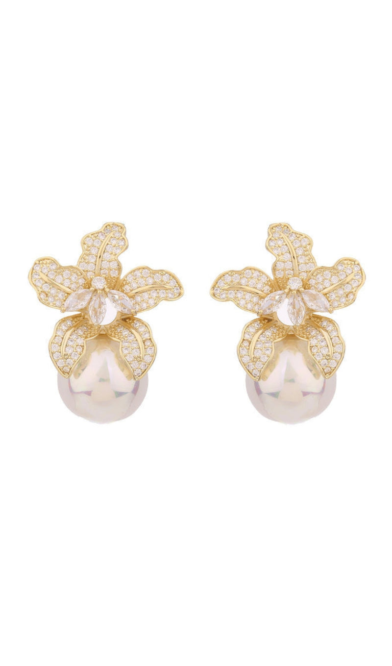 LILY GOLD PEARL EARRINGS-Fashionslee