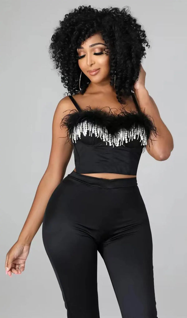 FEATHER PEARL CORSET TOP-Fashionslee