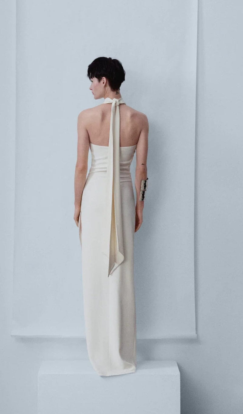 ALEENA WHITE MAXI FLOWER DRESS WITH OPENING-Fashionslee