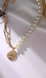 GOLD PEARL NECKLACE-Fashionslee