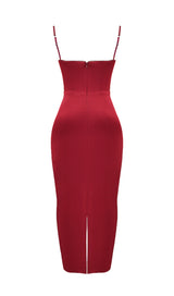 CORSET MAXI DRESS IN RED-Fashionslee