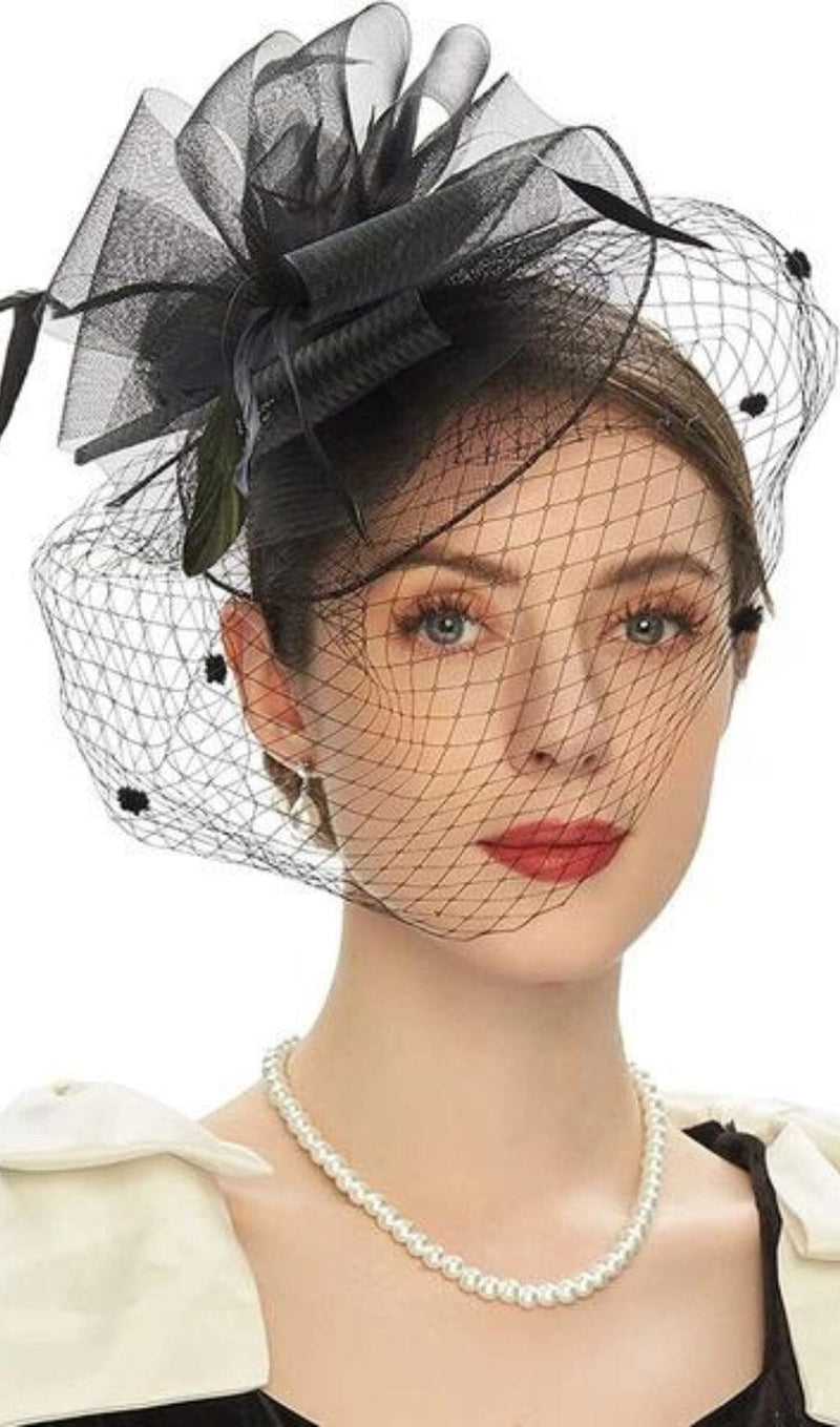 COCKTAIL HATS MESH HATS WITH VEIL-Fashionslee