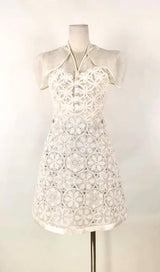 AMADIKA WHITE SHAWL-DESIGN LACE DRESS-Fashionslee
