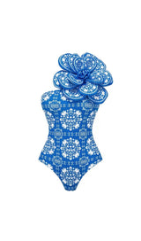 ARAS 3D FLOWER PRINTED ONE PIECE SWIMSUIT AND SKIRT-Fashionslee