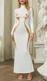 ARA WHITE PRINTED MAXI DRESS-Fashionslee