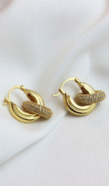 18K GOLD CRYSTAL HOOP EARRINGS-Fashionslee