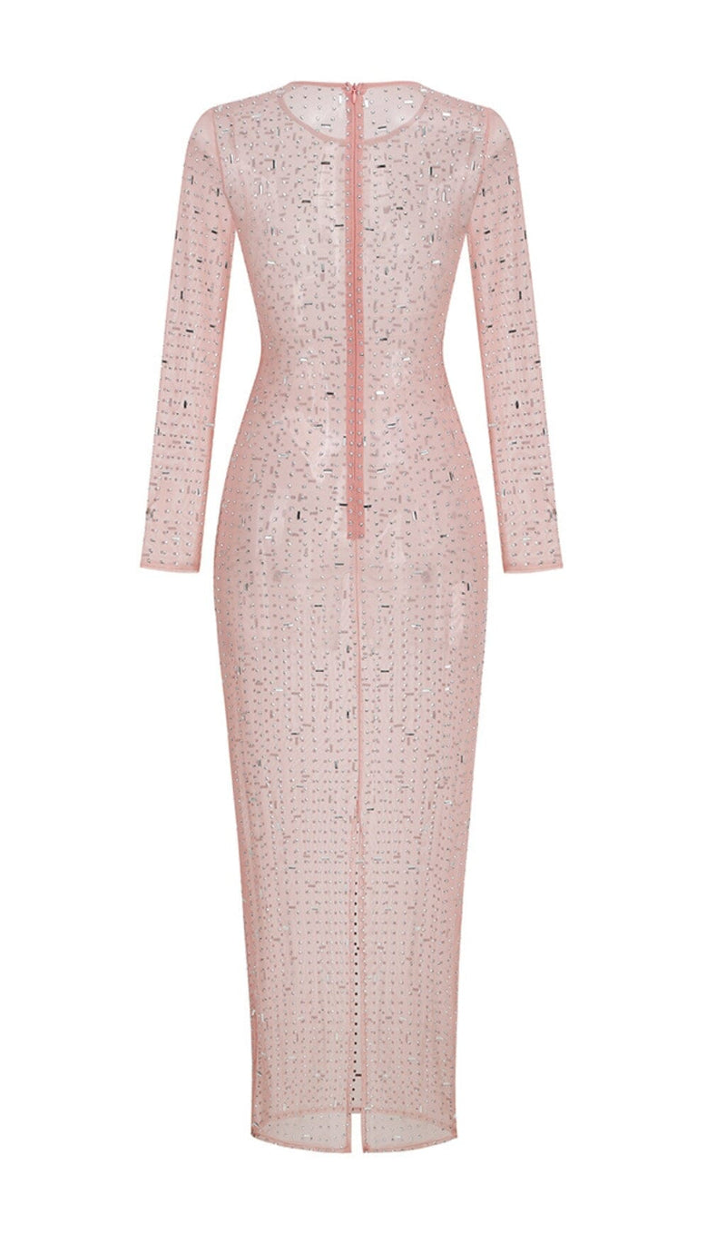 SEQUIN LACE PERSPECTIVE DRESS IN PINK-Fashionslee