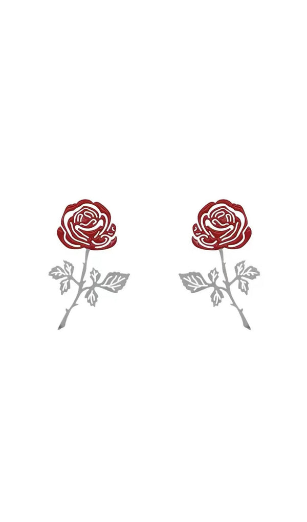 ARKADIY ROSE-COLORED FLOWER ALLOY EARRINGS-Fashionslee