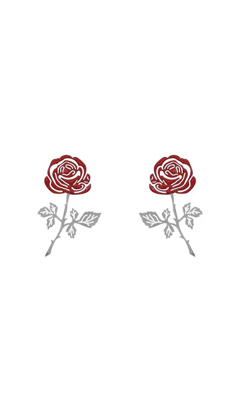 ARKADIY ROSE-COLORED FLOWER ALLOY EARRINGS-Fashionslee