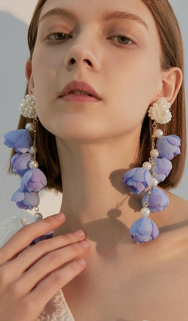 ALEJANDRA VIOLET PEARL FLOWER EARRINGS-Fashionslee