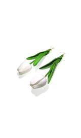 ADELA WHITE FLOWER ALLOY PLASTIC EARRINGS-Fashionslee