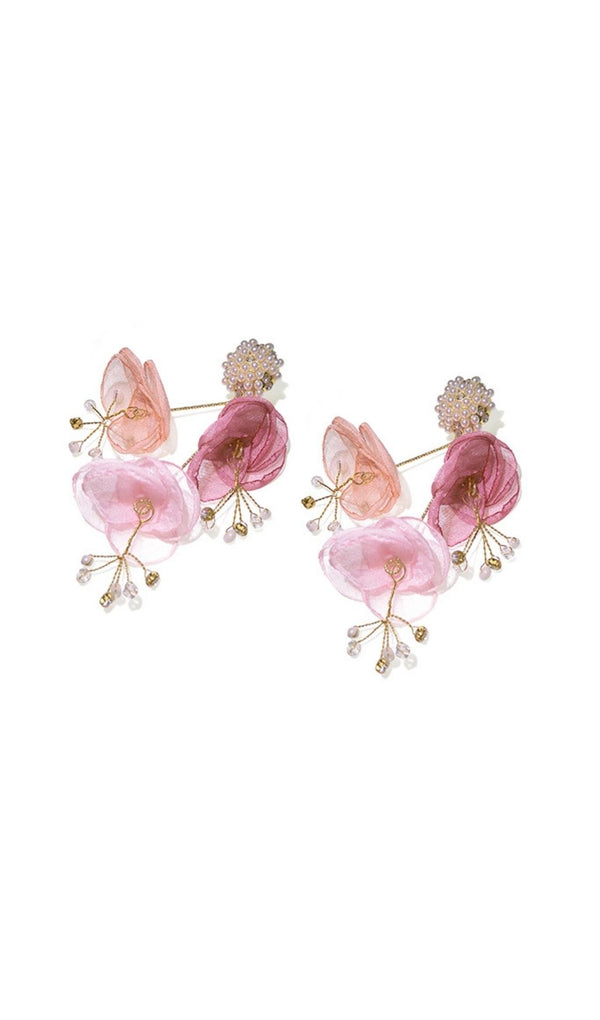 ALEXIA PINK PEARL FLORAL EARRINGS-Fashionslee