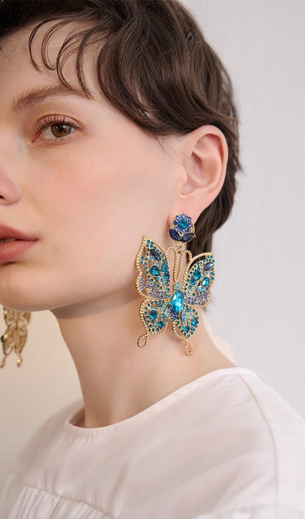 AUGUSTIN COLORFUL DIAMOND BUTTERFLY EARRINGS-Fashionslee