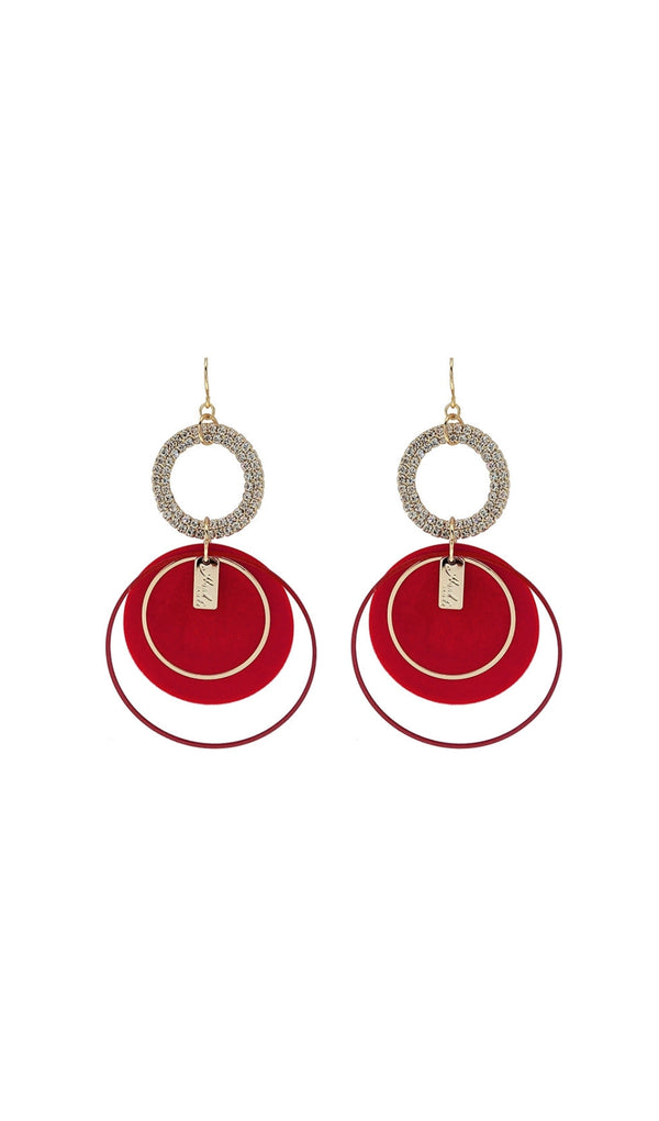 ANDIE RED CIRCLE PLUSH EARRINGS-Fashionslee