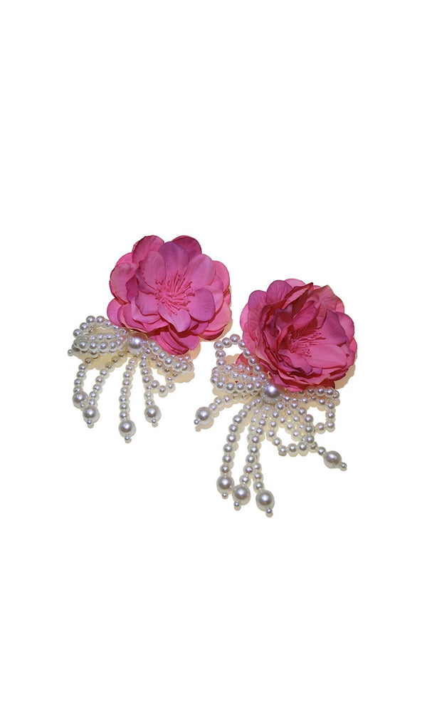 ANNICK PINK FLOWER PETALS ACRYLIC EARRINGS-Fashionslee