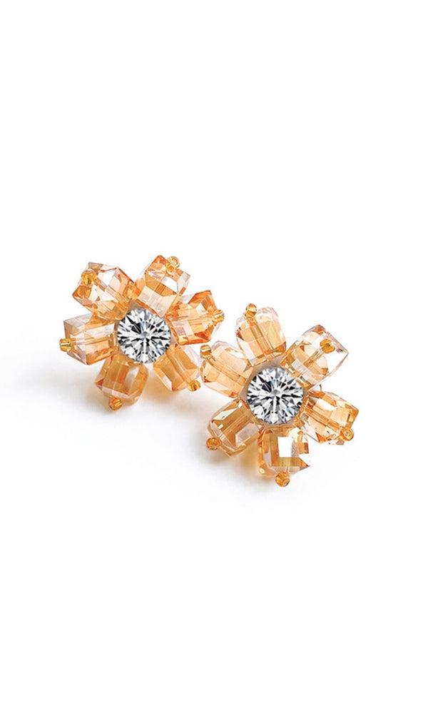 AUDRINA GOLD CRYSTAL 3D FLOWER EARRINGS-Fashionslee