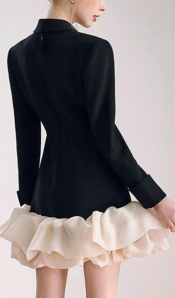 BEADED EMBELLISHED SUIT DRESS IN BLACK-Fashionslee