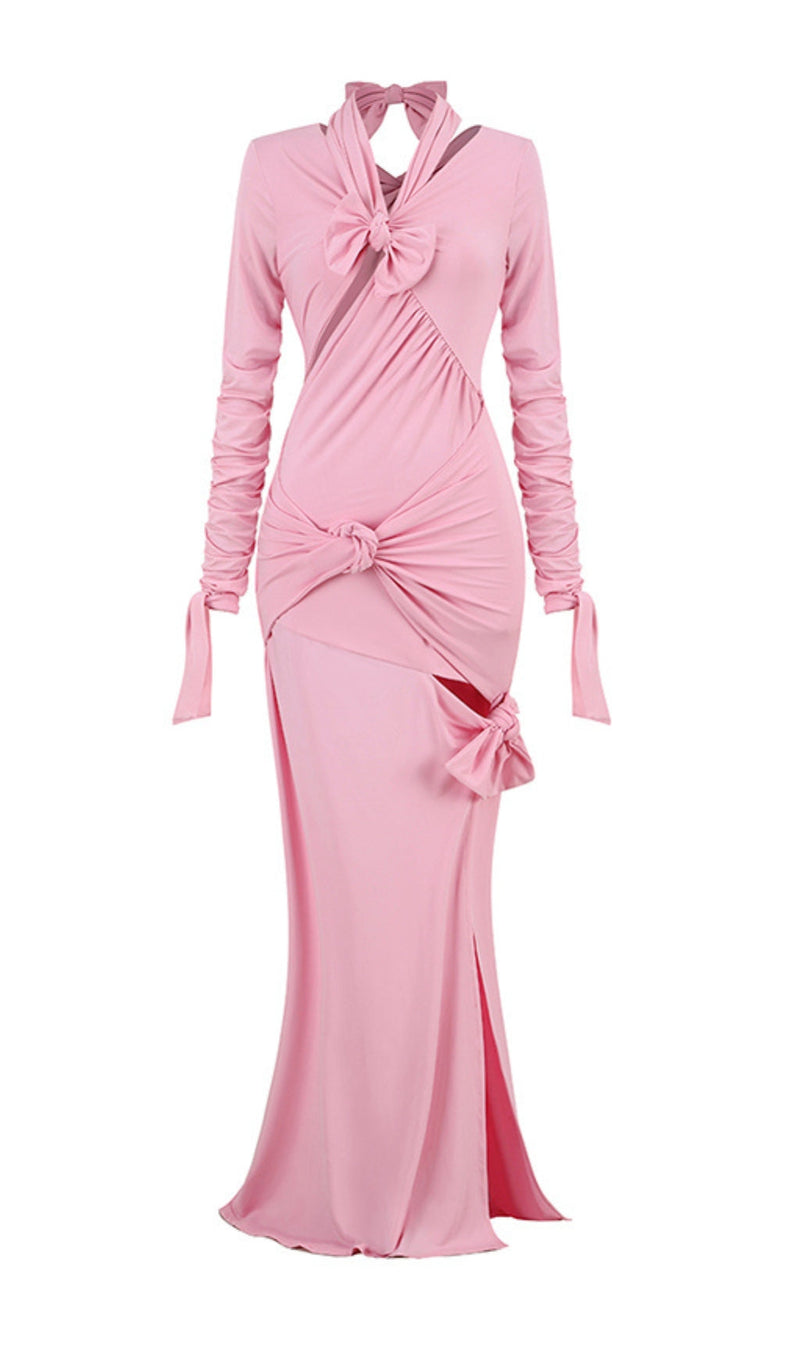 AMARANTE KNOTTED SLIT GOWN-Fashionslee