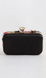 BLACK FLORAL EMBROIDERY CLUTCH-Fashionslee