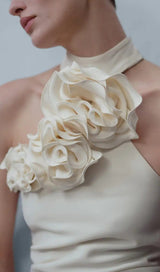 ALEENA WHITE MAXI FLOWER DRESS WITH OPENING-Fashionslee