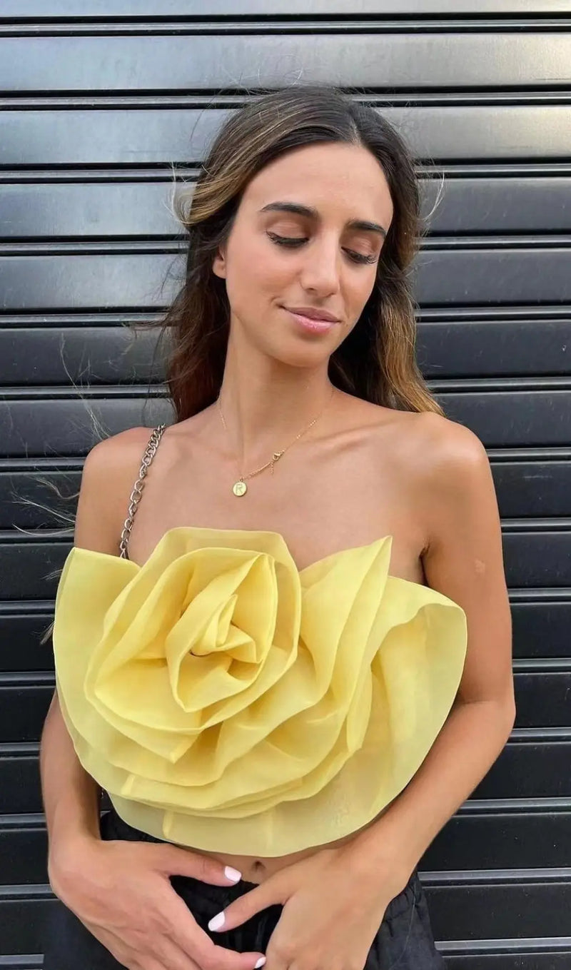 YELLOW FLOWER TOP-Fashionslee