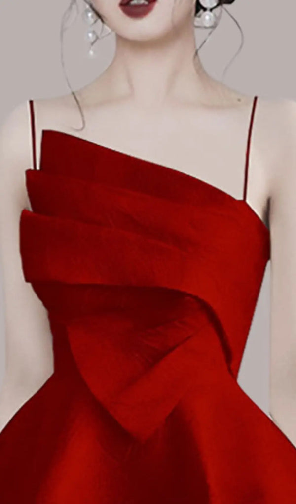 AINE RED STRAPY MINI DRESS-Fashionslee