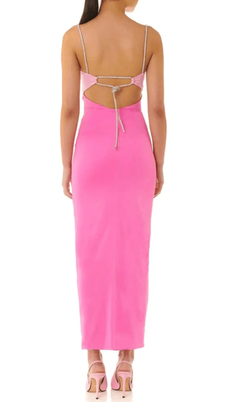 GRADIENT PINK HOLLOW OUT MAXI DRESS-Fashionslee