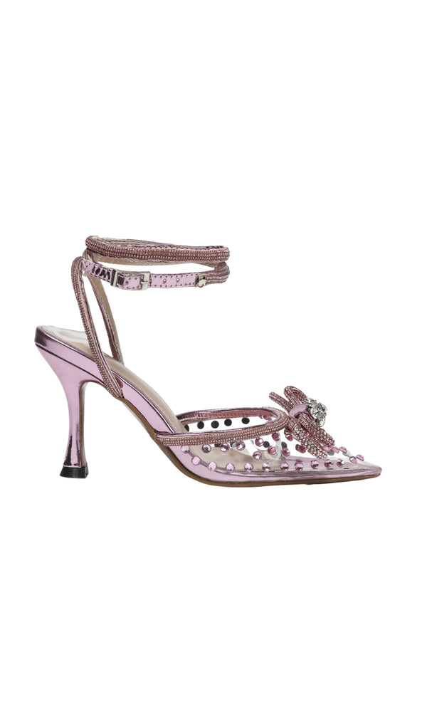 BOW EMBELLISHED HEELS IN PINK-Fashionslee