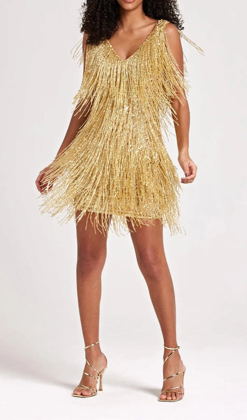 Sadie Gold Mini Dress-Fashionslee
